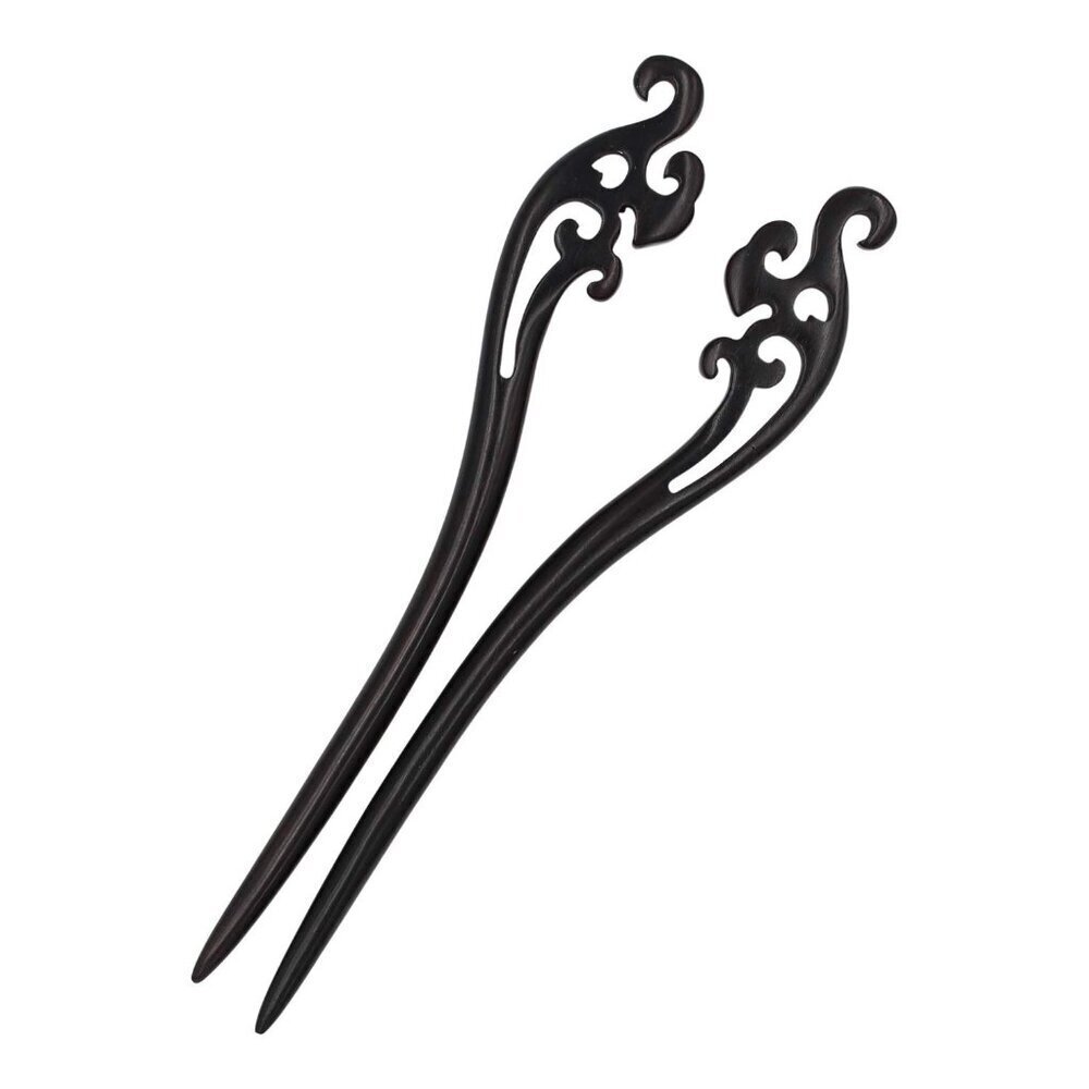 Natural Sandalwood Hair Sticks Set of 2 Elegant Water Color for Long Hair